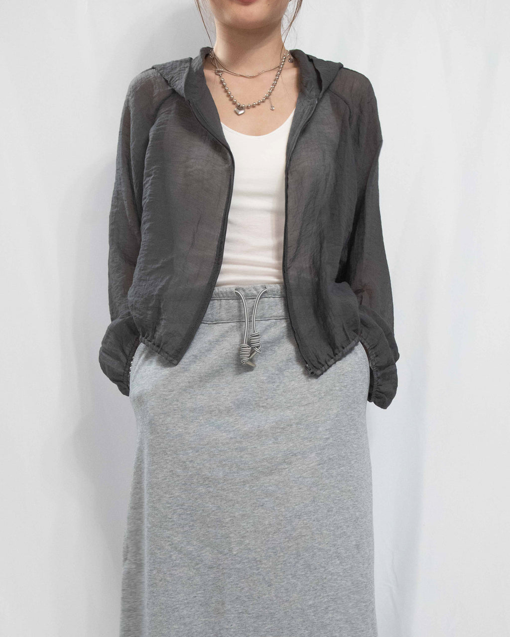 店主自留！冷氣必備 Sheer Structured Hooded Windbreaker 靚色透感hoodie型防曬外大套