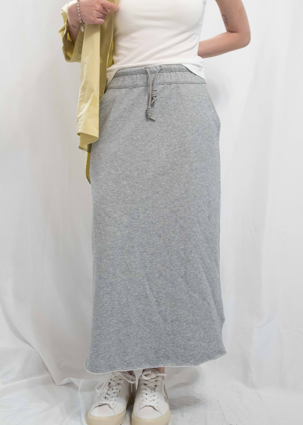 Piqué Sweat-Jersey Slit Skirt 珠地捲邊衛衣裙
