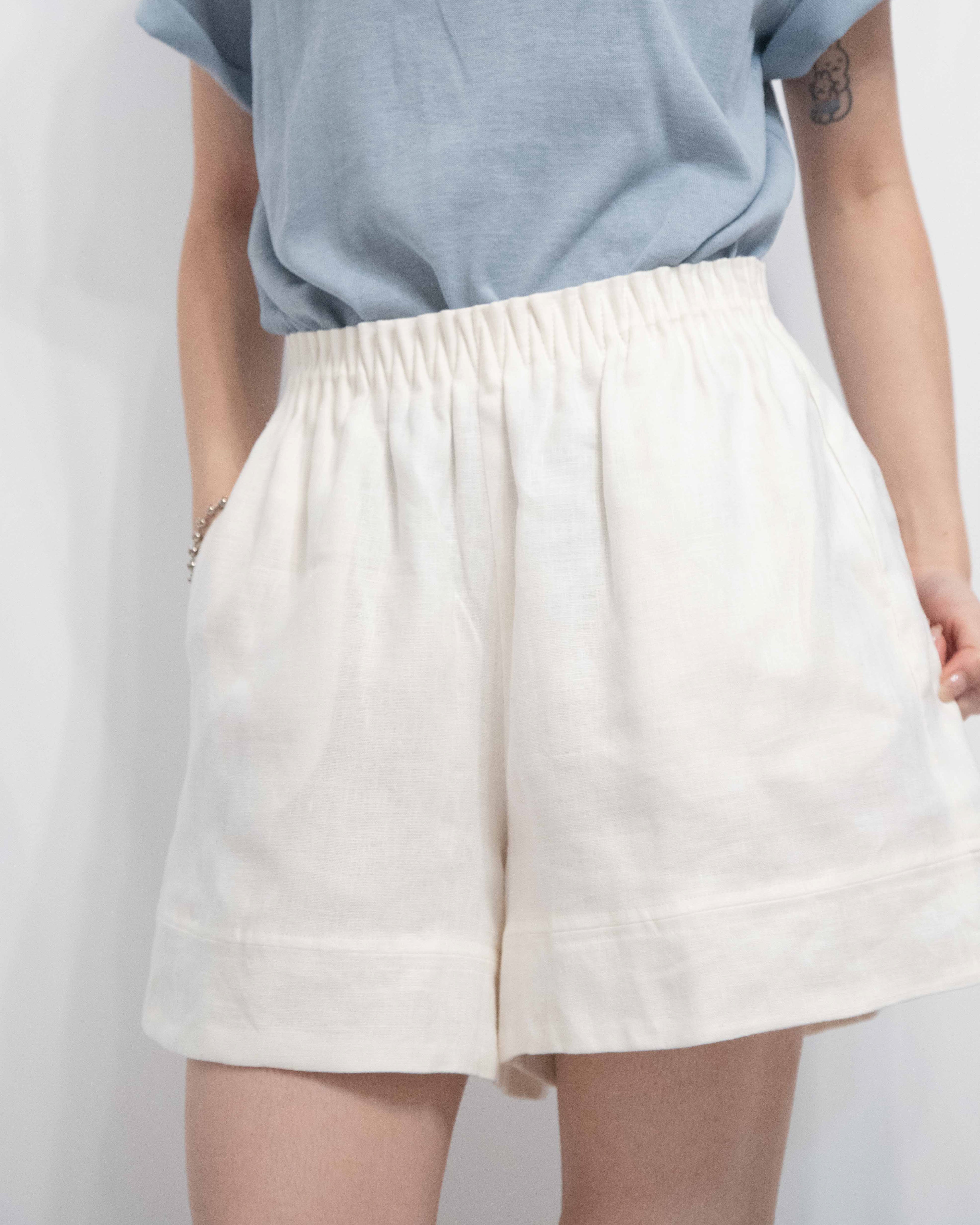 店主自留！靚色！ Linen Relaxed Shorts 褶皺褲頭亞麻短褲