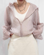 店主自留！冷氣必備 Sheer Structured Hooded Windbreaker 靚色透感hoodie型防曬外大套