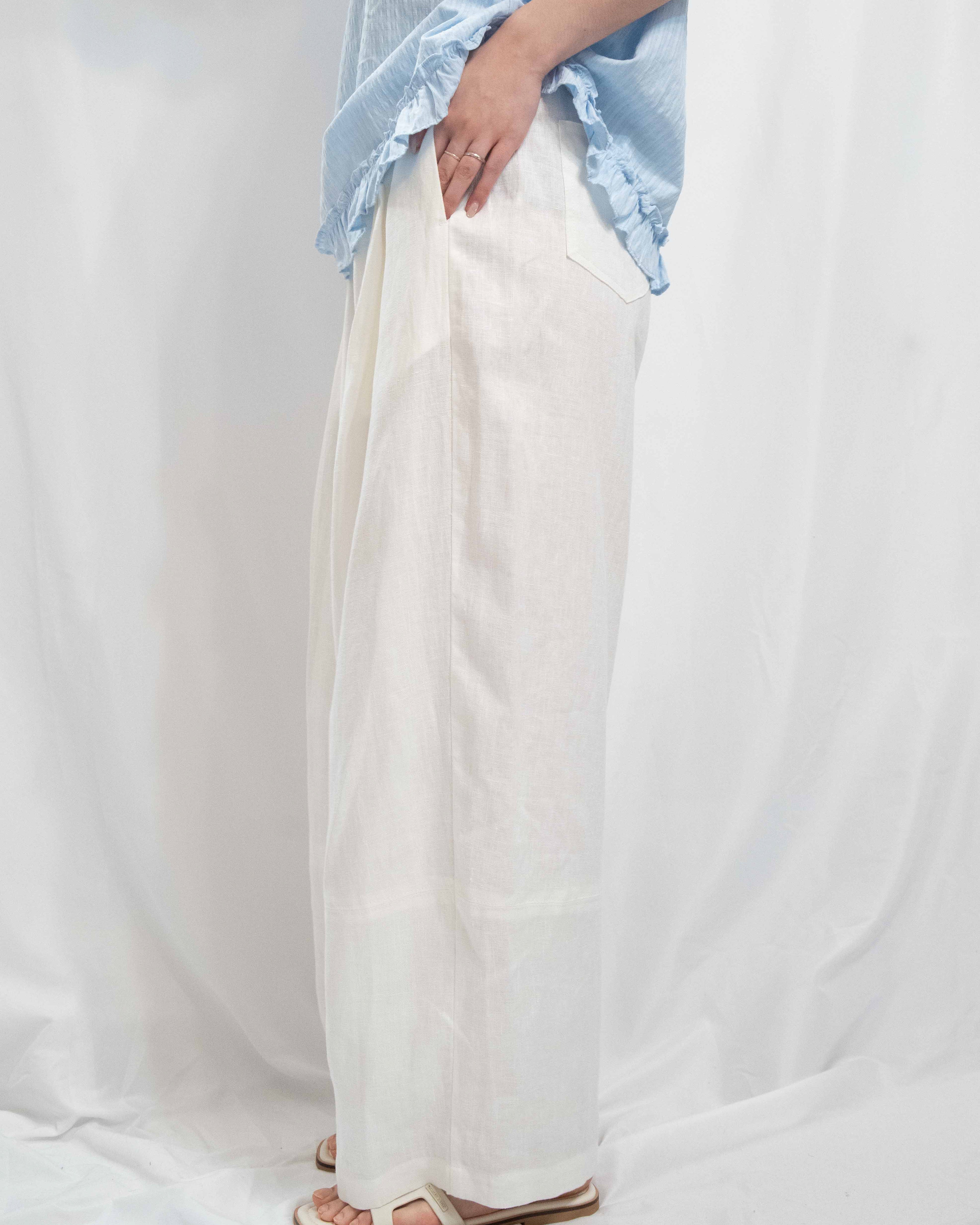 Organic Grain Heavy Linen Drawstring Pants 亞麻長褲
