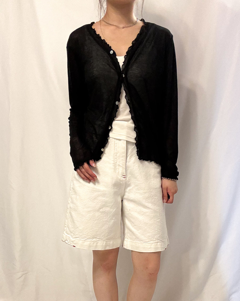 Pristine Contrast-Stitch Denim Shorts 全棉質感滿滿五分牛仔褲