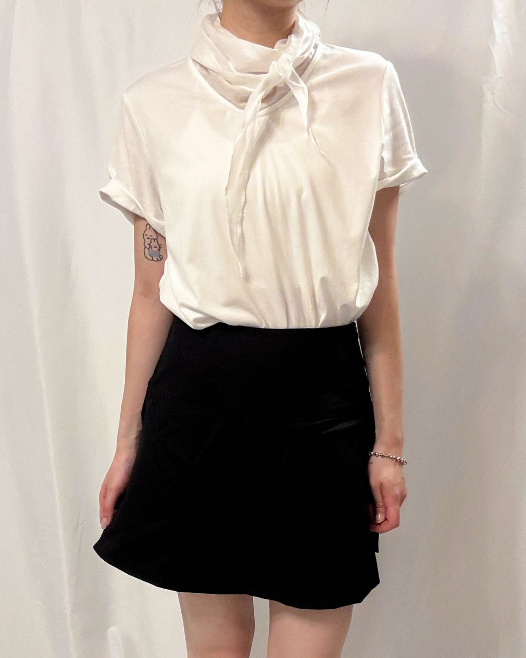 Pima Cotton Draped Scarf-Neck Tee 棉紗匙羹領天絲棉Tee