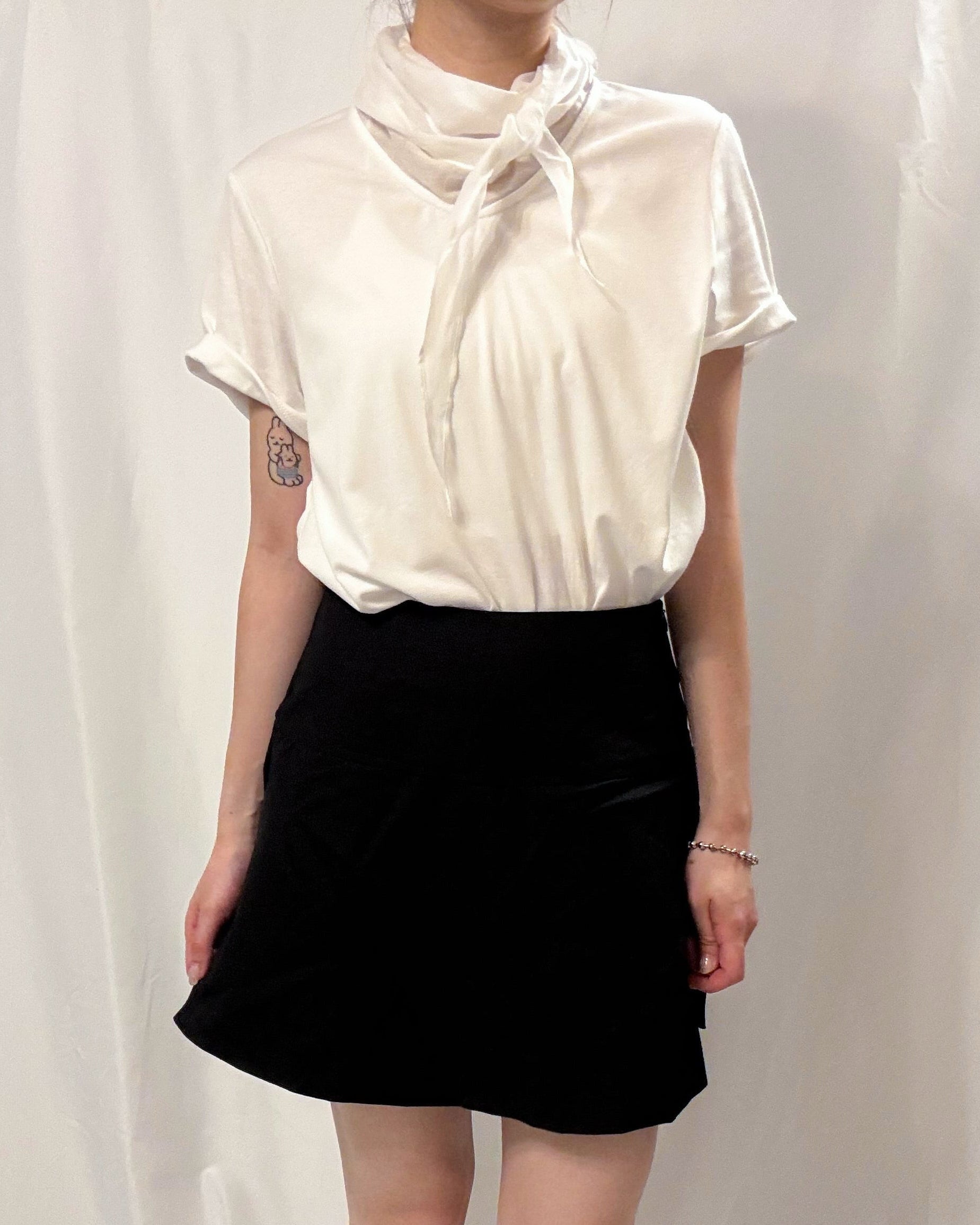 Pima Cotton Draped Scarf-Neck Tee 棉紗匙羹領天絲棉Tee