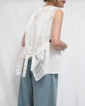 Lace-Back Asymmetric Vest 亞麻不規則背心外套
