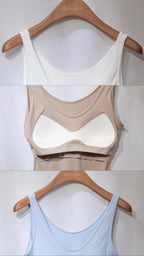多色夏日配搭之選～ Lyocell Tank Top with Fixed Pad 超大彈性連胸墊背心