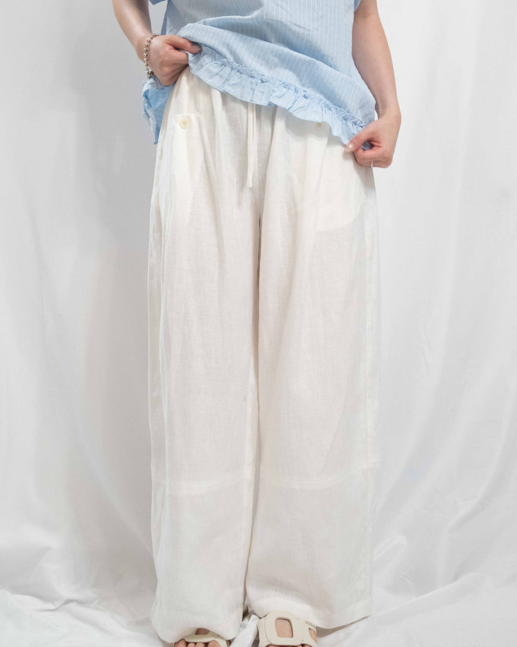 Organic Grain Heavy Linen Drawstring Pants 亞麻長褲