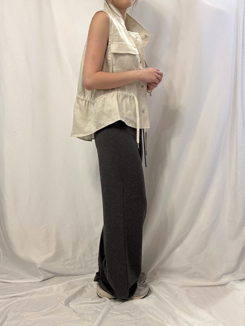 Organic Grain Heavy Linen Vest 亞麻立領工裝背心