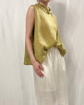 超靚色！ Sheer Ramie Rounded-Collar Blouse 匙羹領苧麻傘形背心
