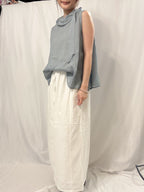 超靚色！ Sheer Ramie Rounded-Collar Blouse 匙羹領苧麻傘形背心