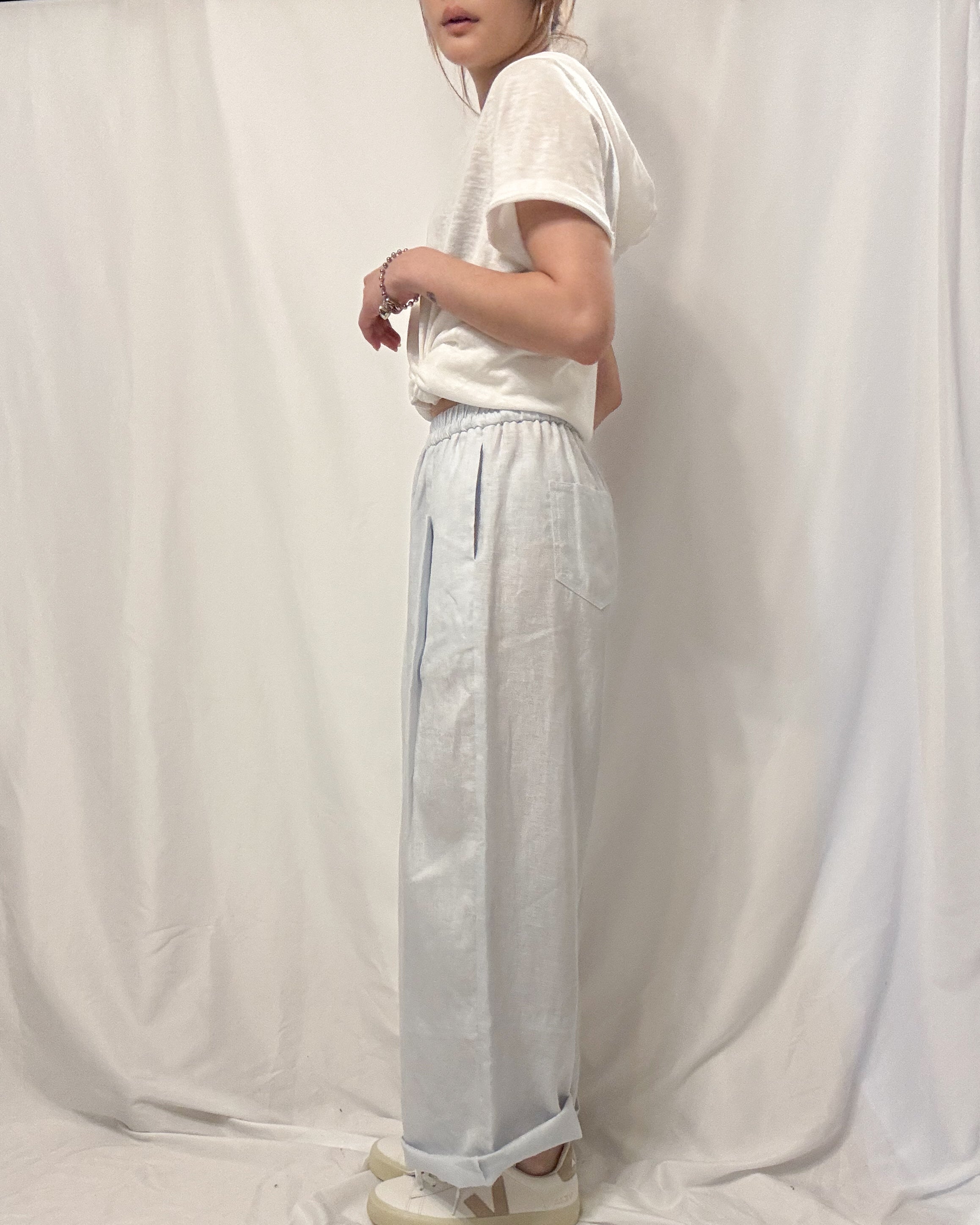 Organic Grain Heavy Linen Drawstring Pants 亞麻長褲