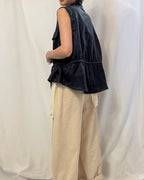 Organic Grain Heavy Linen Vest 亞麻立領工裝背心