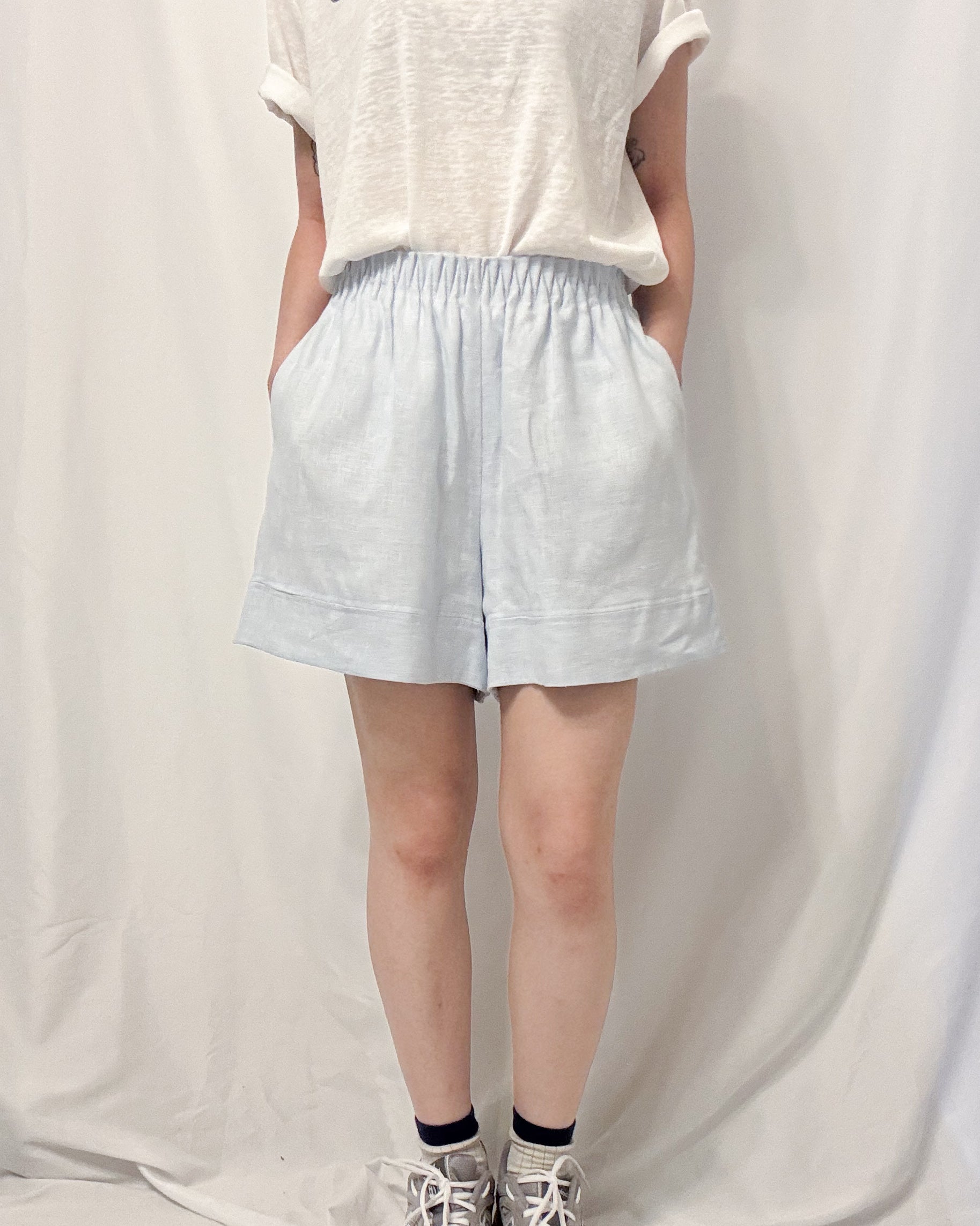 店主自留！靚色！ Linen Relaxed Shorts 褶皺褲頭亞麻短褲