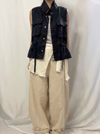 Organic Grain Heavy Linen Vest 亞麻立領工裝背心