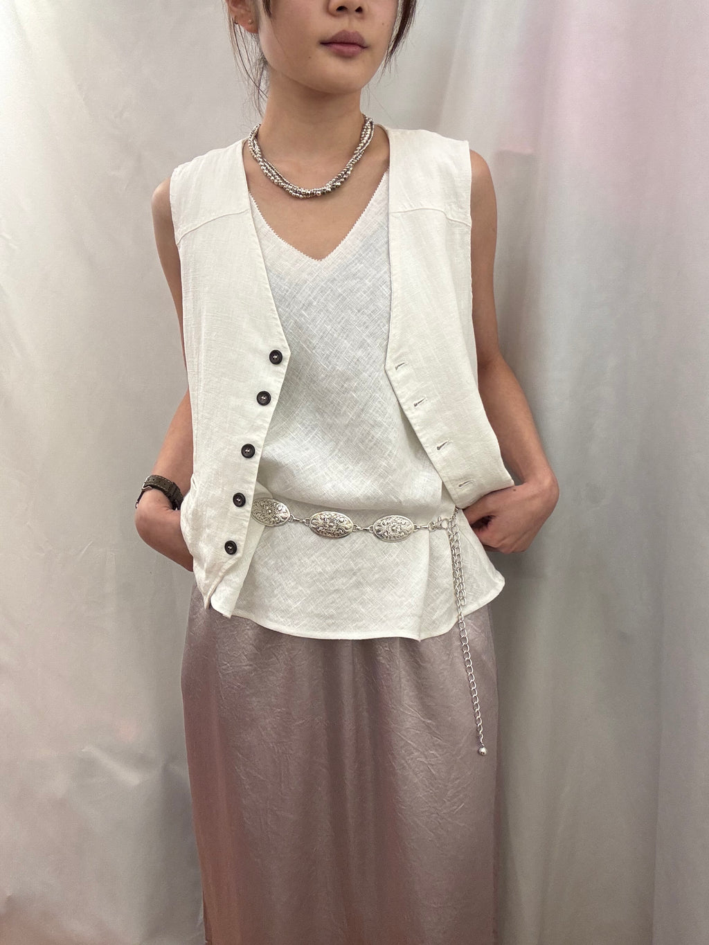 Classic Ramie V-Neck Vest 苧麻馬甲背心(有內裡)