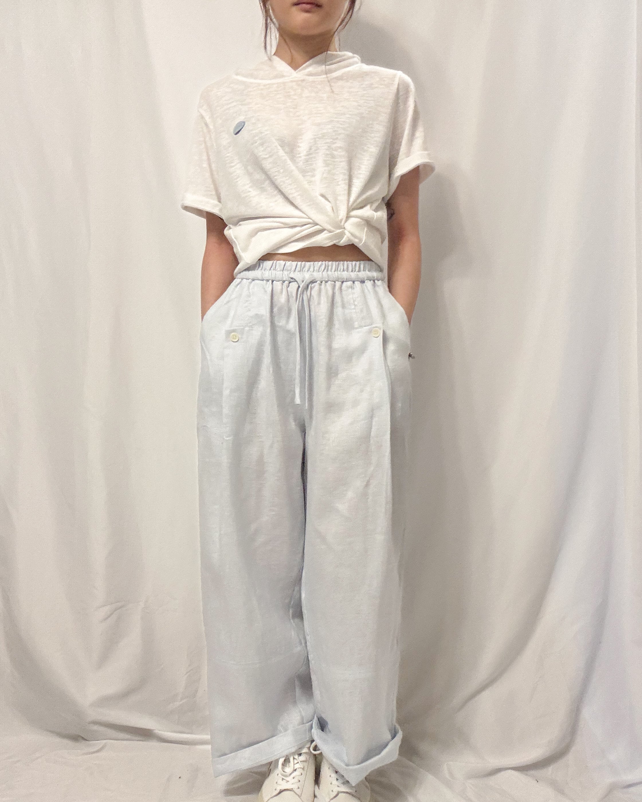 Organic Grain Heavy Linen Drawstring Pants 亞麻長褲