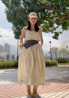 Off-White Crisp Pinafore Dress 爽爽料工裝連身裙（背後可調節闊度）