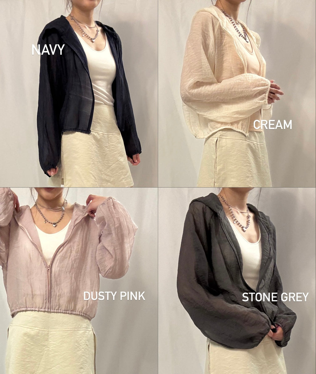 店主自留！冷氣必備 Sheer Structured Hooded Windbreaker 靚色透感hoodie型防曬外大套
