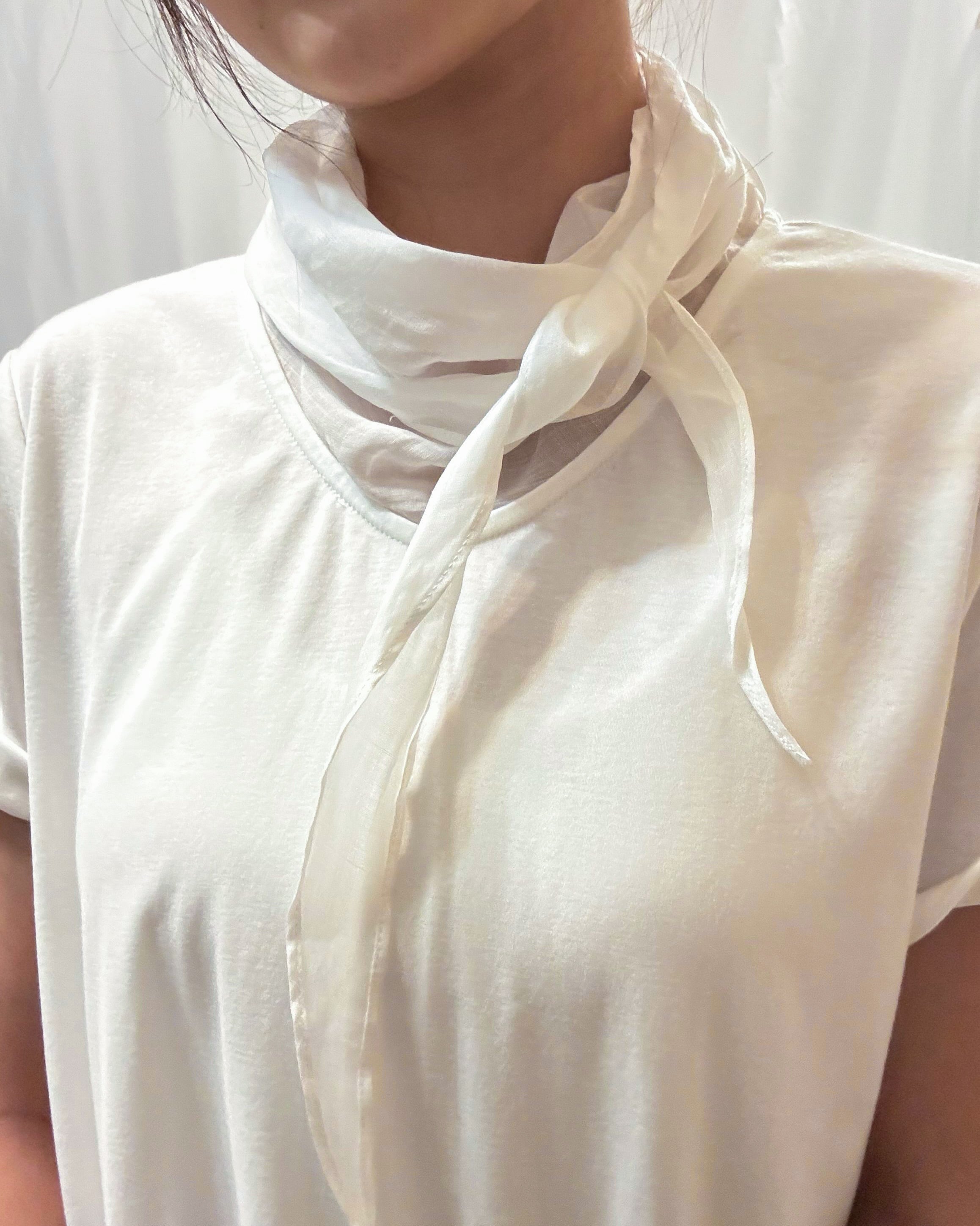 Pima Cotton Draped Scarf-Neck Tee 棉紗匙羹領天絲棉Tee