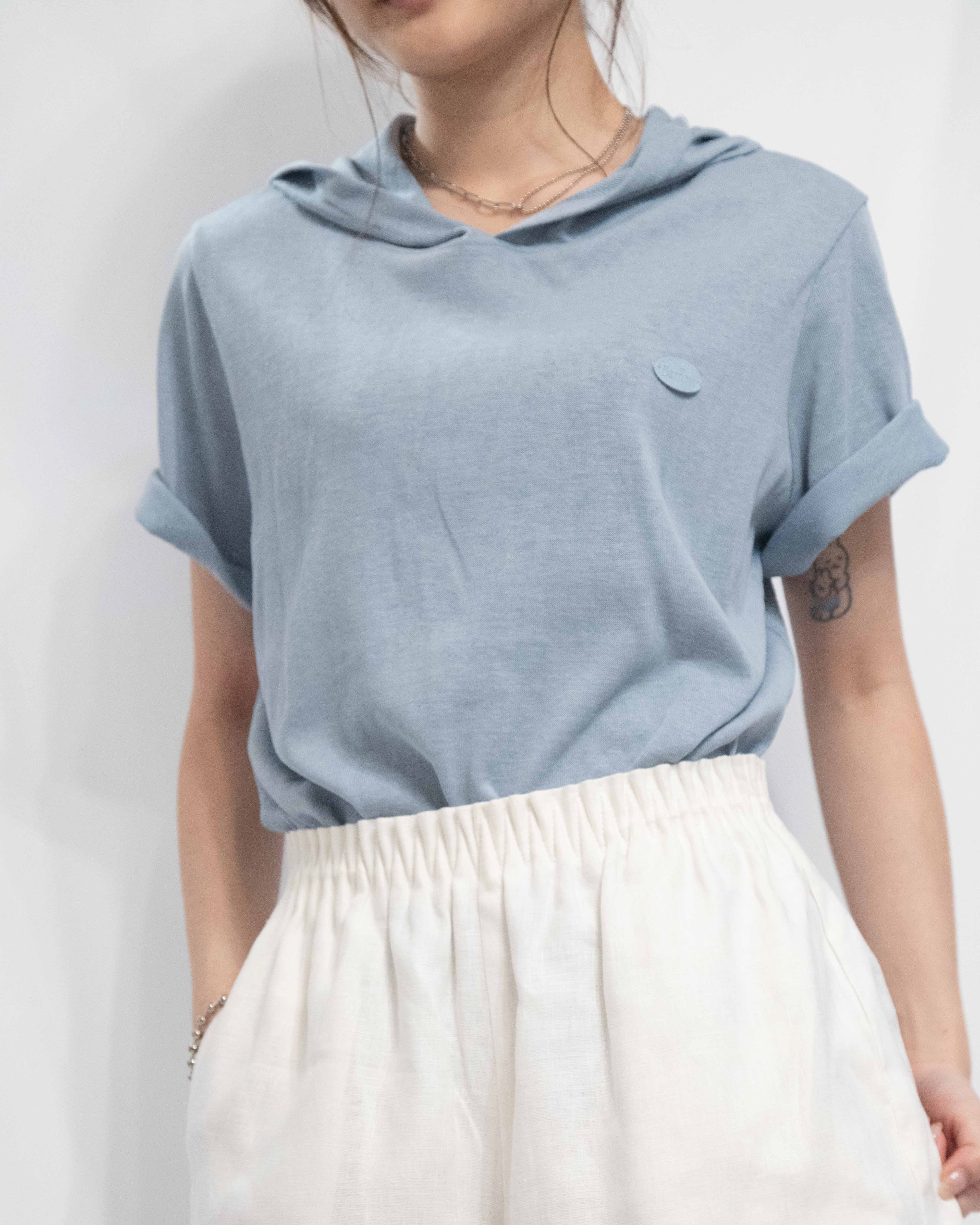 Cotton-Linen Blend Hooded Tee 棉質帽TEE