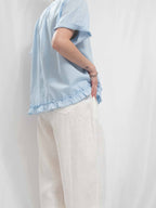 Ripple Hem V-Neck Blouse 荷葉邊下擺輕薄棉質短䄂上衣
