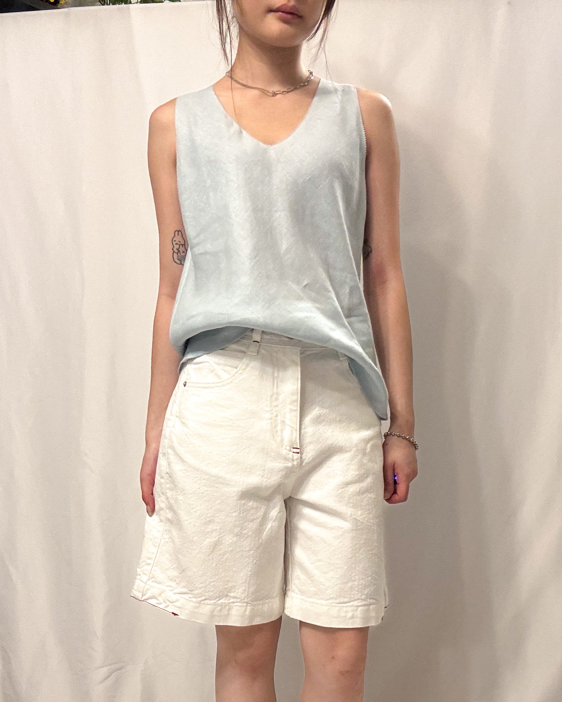 Pristine Contrast-Stitch Denim Shorts 全棉質感滿滿五分牛仔褲