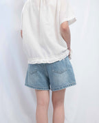 Ripple Hem V-Neck Blouse 荷葉邊下擺輕薄棉質短䄂上衣