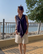 Soft Ruffle Wrap Linen Top 棉麻花邊V領恤衫