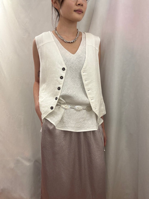 Classic Ramie V-Neck Vest 苧麻馬甲背心(有內裡)