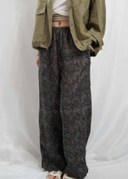 Paisley Print Linen-Tencel Flowy Pants 腰果花亞麻長闊褲