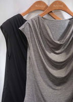 超柔軟～Second-Skin Draped Scoop-Neck Sleeveless Top