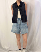 Front-Tie Denim Vest 反領牛仔背心馬甲
