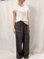 Paisley Print Linen-Tencel Flowy Pants 腰果花亞麻長闊褲