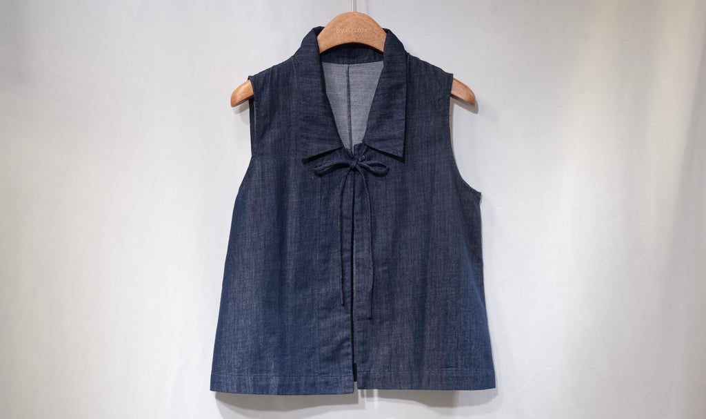 Front-Tie Denim Vest 反領牛仔背心馬甲