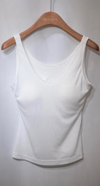 多色夏日配搭之選～ Lyocell Tank Top with Fixed Pad 超大彈性連胸墊背心