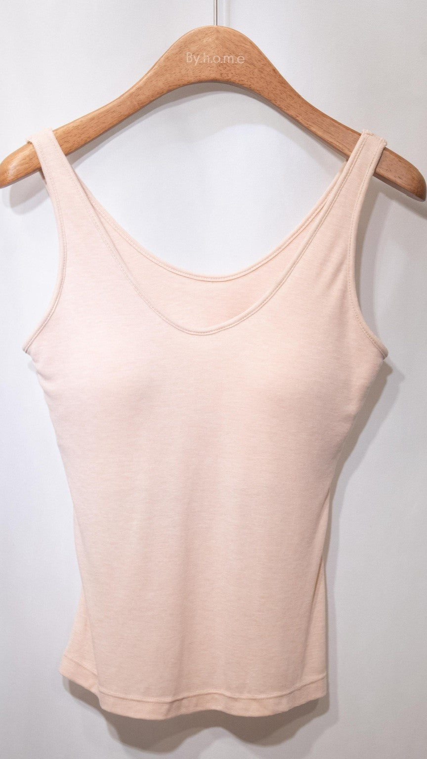 多色夏日配搭之選～ Lyocell Tank Top with Fixed Pad 超大彈性連胸墊背心