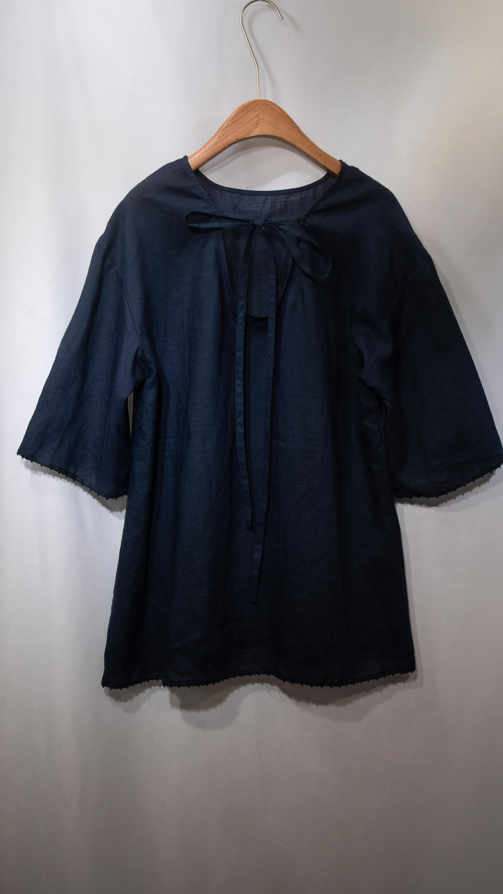 Tie-Back Linen Boxy Tee 亞麻長版中䄂TOP