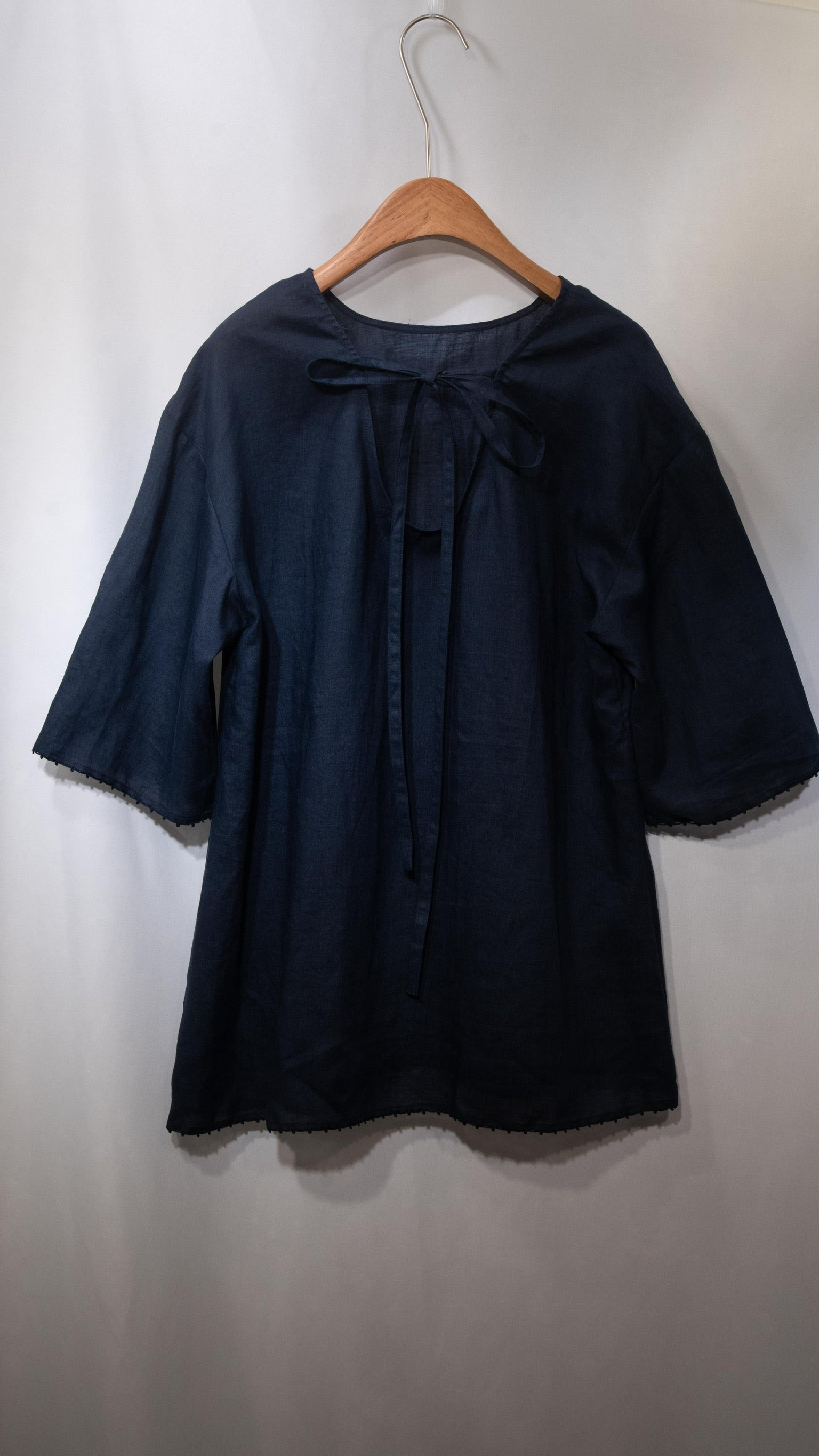 Tie-Back Linen Boxy Tee 亞麻長版中䄂TOP