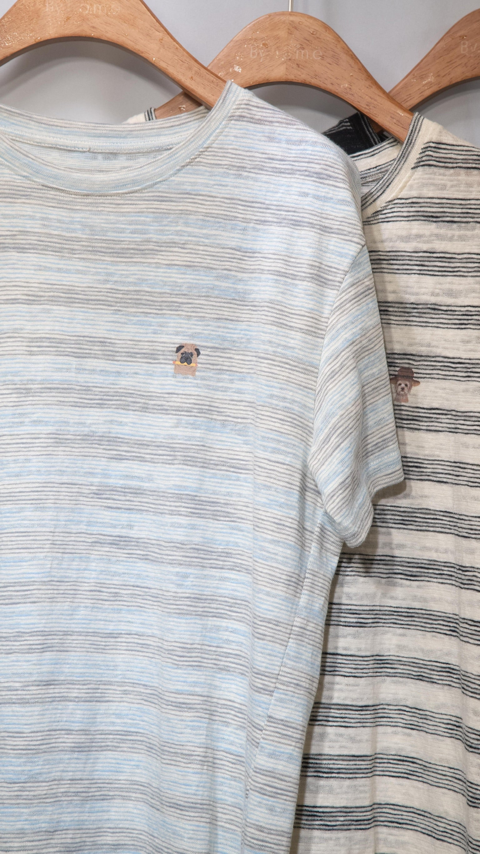 Petit Motif Striped Cotton Tee 棉麻間條狗狗tee