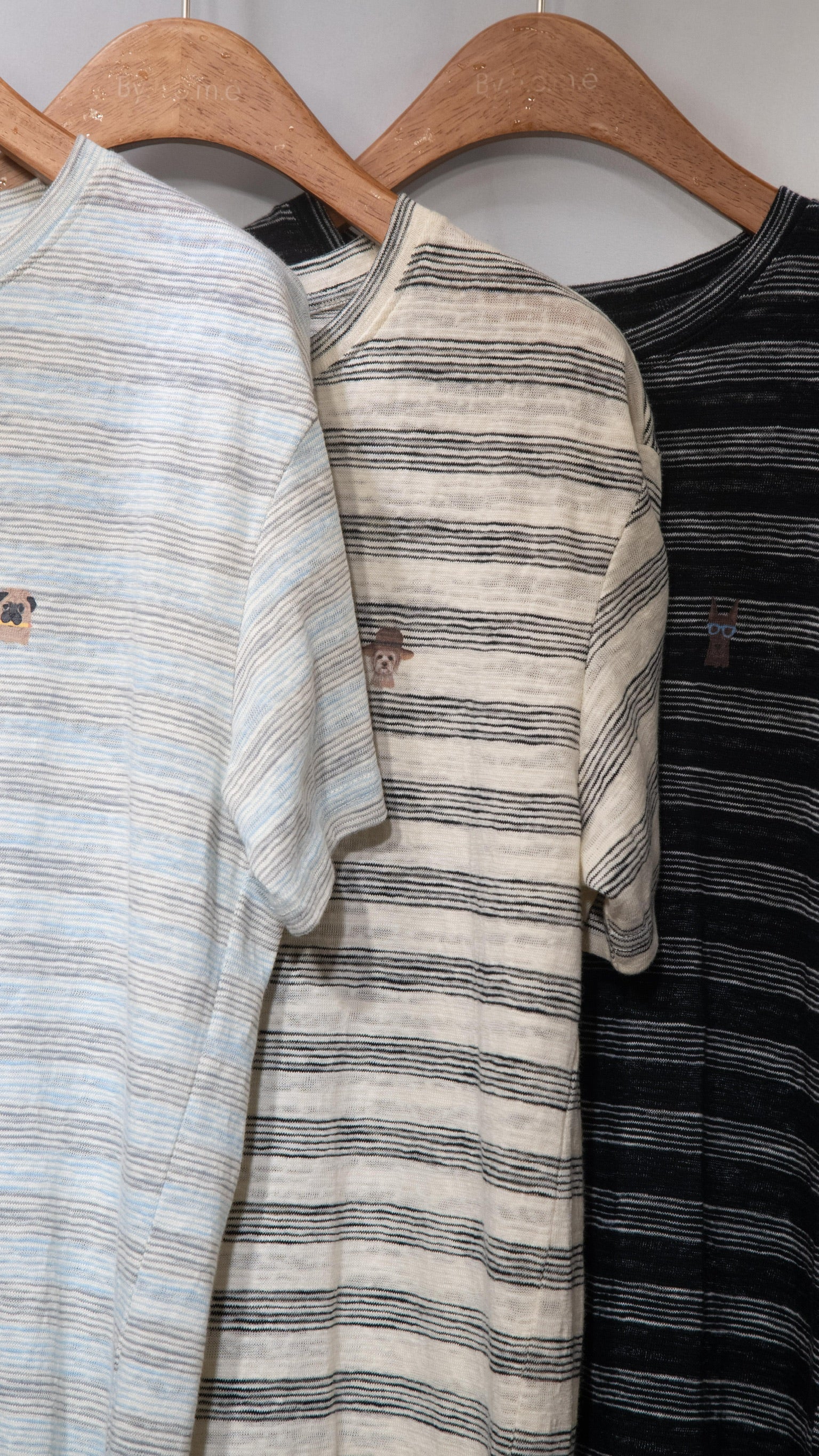Petit Motif Striped Cotton Tee 棉麻間條狗狗tee