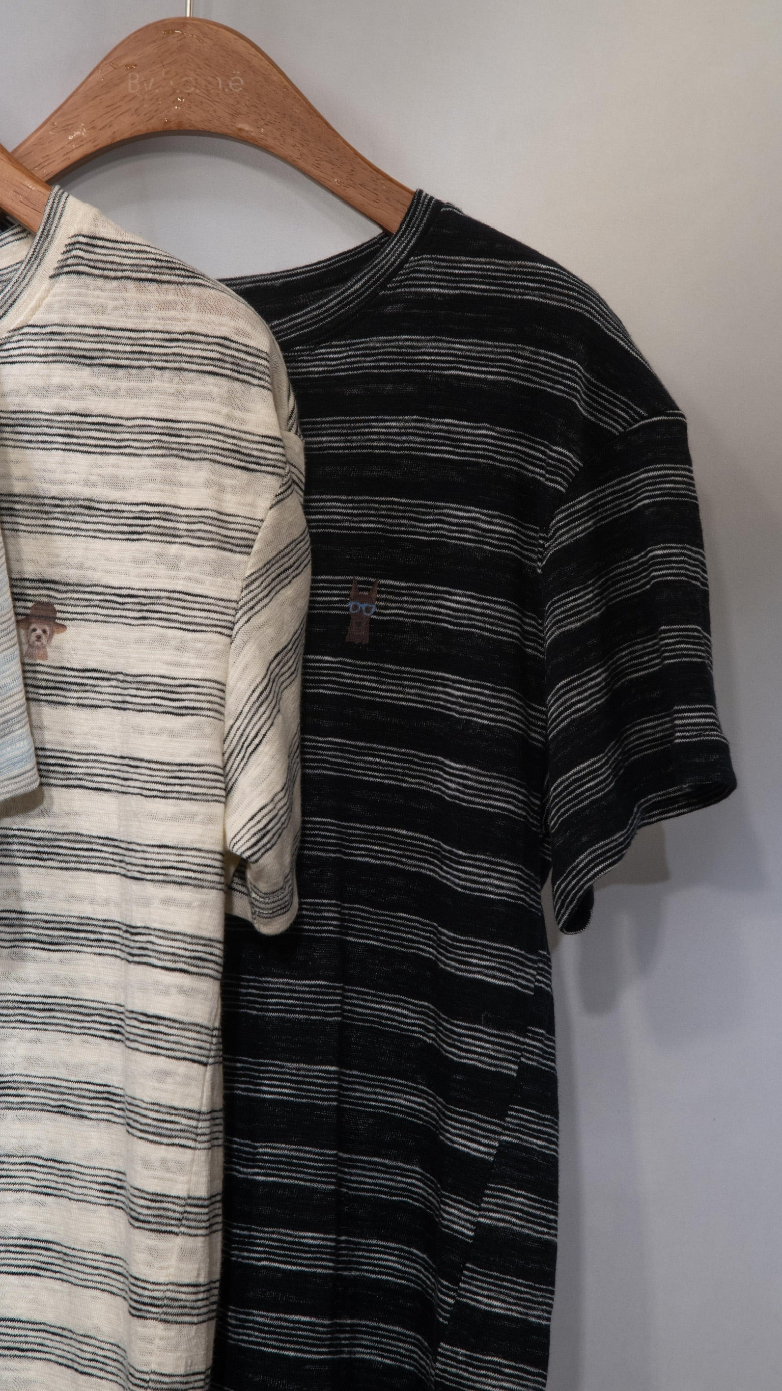 Petit Motif Striped Cotton Tee 棉麻間條狗狗tee