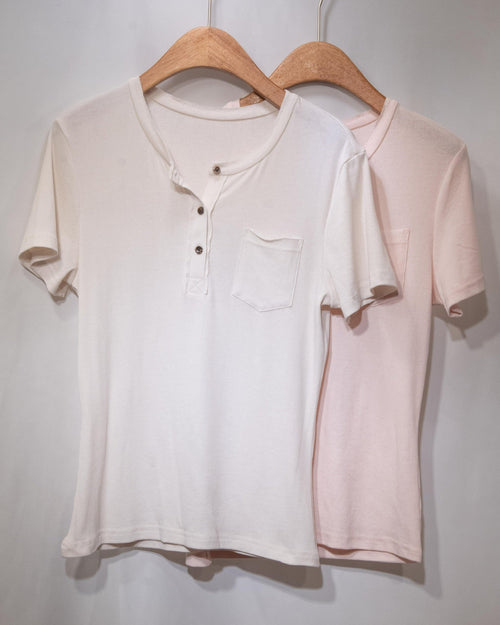 Buttoned Henley Pocket Tee 棉質開鈕TEE
