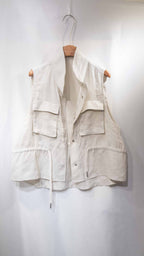Organic Grain Heavy Linen Vest 亞麻立領工裝背心