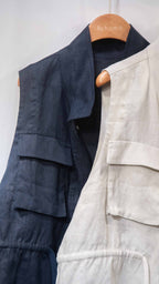 Organic Grain Heavy Linen Vest 亞麻立領工裝背心