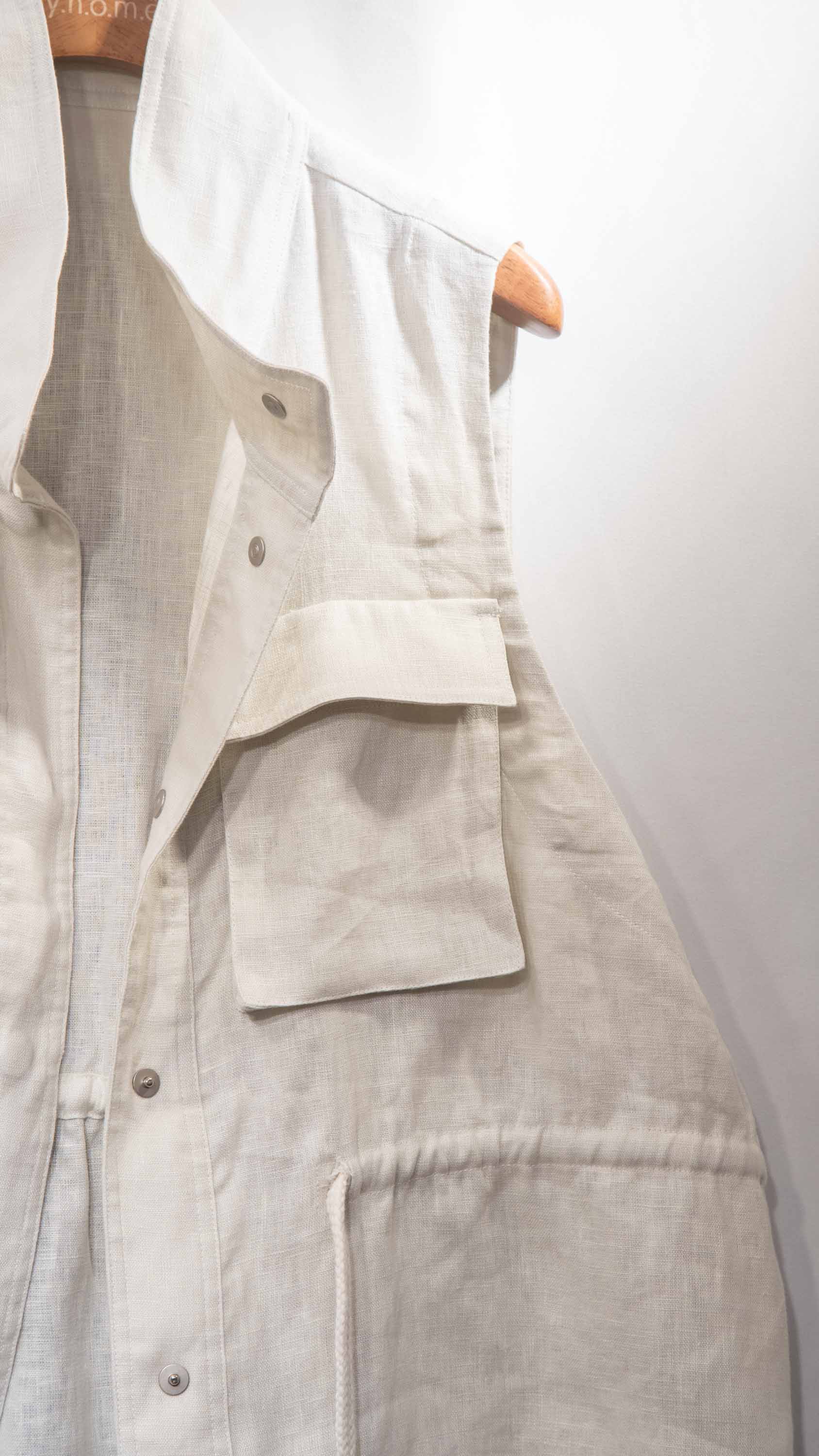 Organic Grain Heavy Linen Vest 亞麻立領工裝背心
