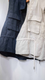 Organic Grain Heavy Linen Vest 亞麻立領工裝背心