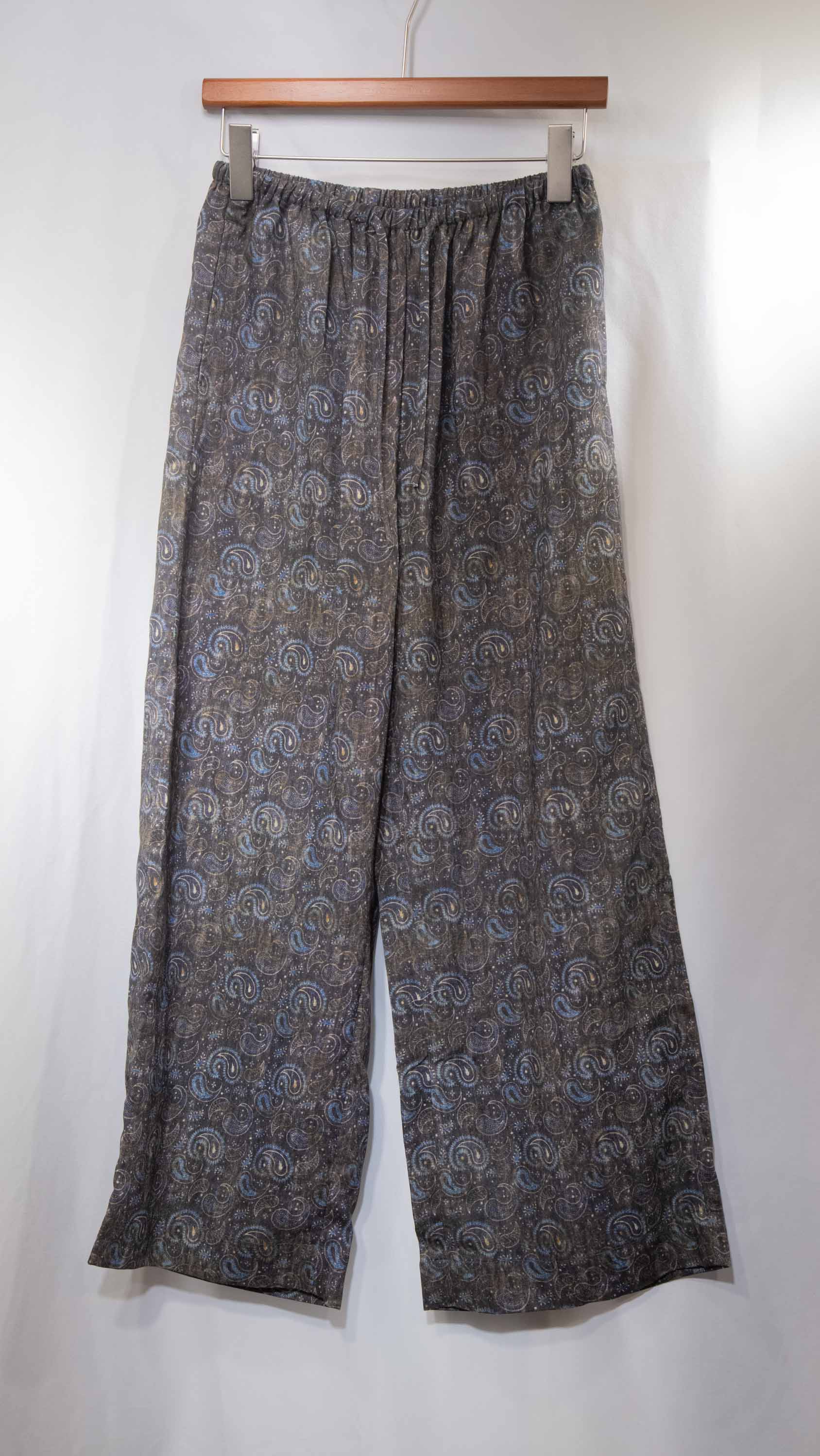Paisley Print Linen-Tencel Flowy Pants 腰果花亞麻長闊褲