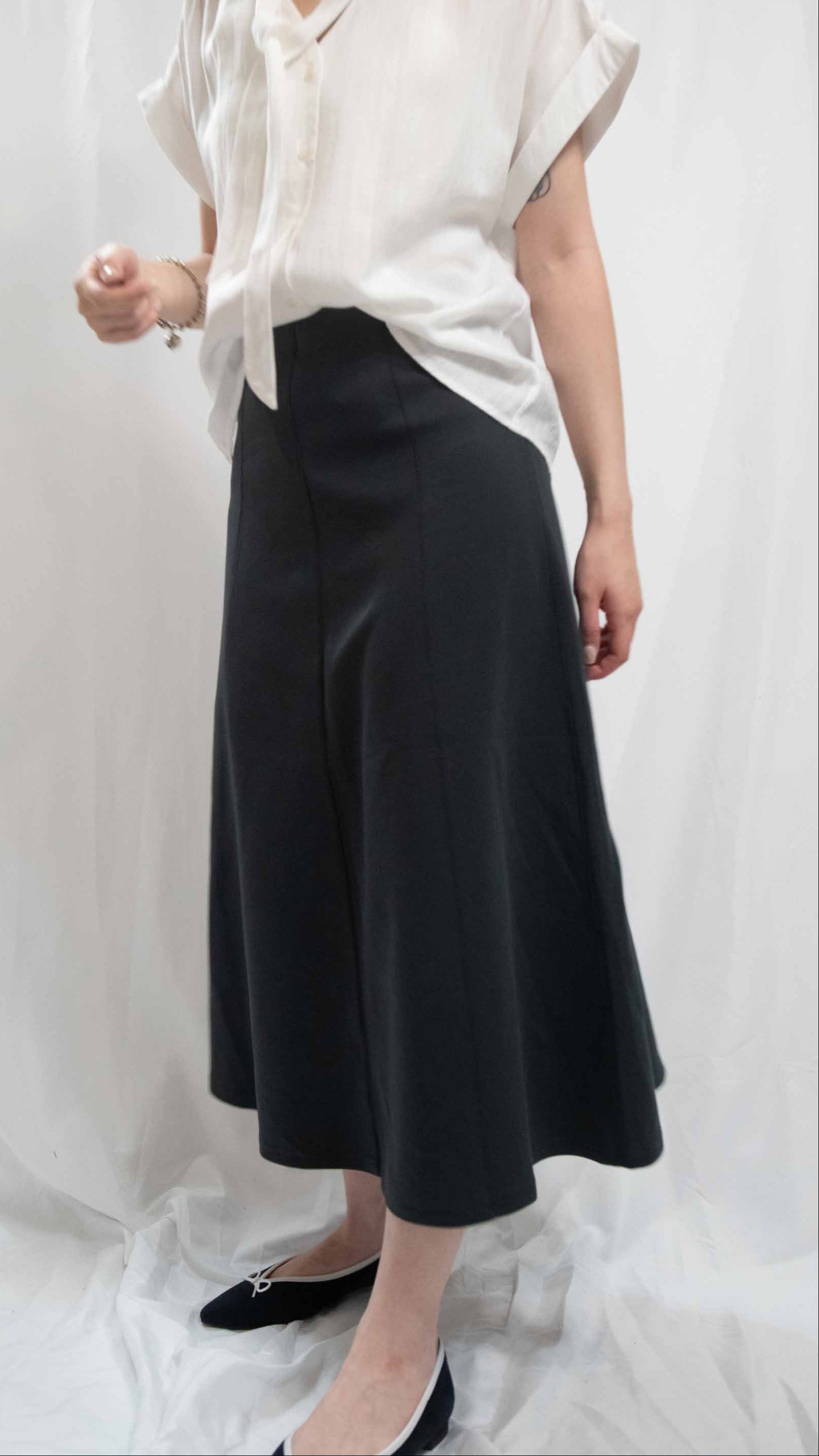 Easy-Waist Flared A-line Jersey Midi 超百搭彈性棉裙