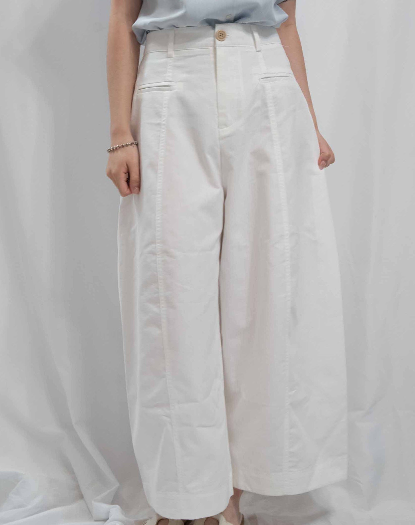Cropped Twill Wide-Leg Trousers 九分扯布小氣球西褲