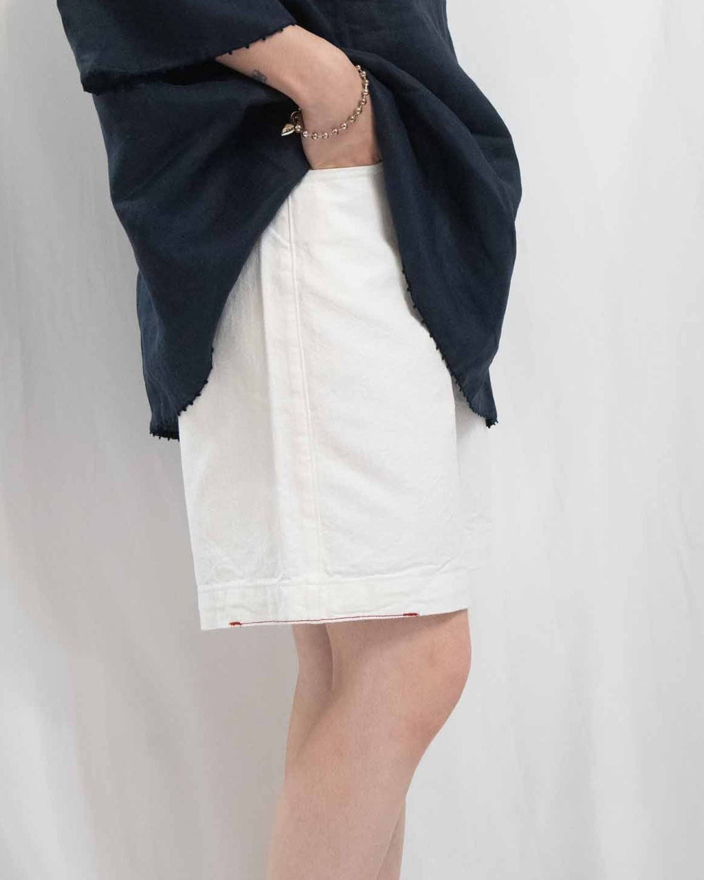 Pristine Contrast-Stitch Denim Shorts 全棉質感滿滿五分牛仔褲
